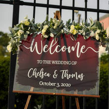 Painted Back Acrylic Wedding Welcome Board, Clear Glass Look Sign, Personalized Perspex Modern Painted Wedding Welcome Sign 2024 - buy cheap