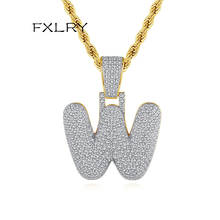 FXLRY fashion English alphabet men's necklace pendant zircon pendant necklace Luxury Hip Hop Jewelry 2024 - buy cheap