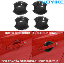 Manija de puerta exterior de fibra de carbono Real para coche, cubierta de taza lateral, embellecedor de pegatina para Toyota GT86 Subaru BRZ 2012-2019, 4 unids/set por juego 2024 - compra barato