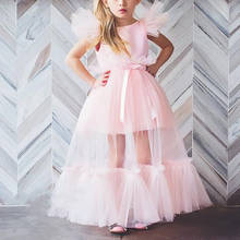 Real Picture Pink Flower Girl Dress Tulle Long Pageant Gown Children Princess Birthday Dress Christmas Gown Photoshoot 2024 - buy cheap