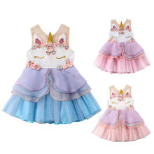 Cute Baby Girls Sleeveless 3D Unicorn Party Pageant Dress Embroidery Newborn Kids Sundress Ruffle Summer Fashion Clothes 2024 - buy cheap