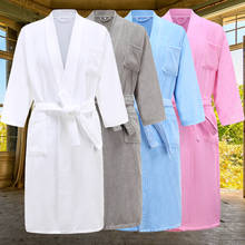 Albornoz Kimono de algodón 100% para hombre y mujer, ropa de dormir para amantes del Hotel, bata de talla grande, bata de toalla sólida, ropa para el hogar 2024 - compra barato