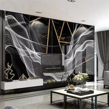 Wellyu personalizado grande mural moderno abstrato atmosférico linhas de luz luxo geométrico ouro preto marmoreado fundo 2024 - compre barato