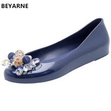 BEYARNE new woman jelly shoes lady flat rain sandals women student girls summer travel beach sandal round toe beading 36-41 blue 2024 - buy cheap