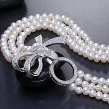 Collar de perlas de 7-8mm, joyería natural del Sur, Perla blanca de mar, 18 ", sin plata 925, envío 2024 - compra barato