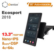 Tesla estilo px6 13.3 "dsp android 10.0 rádio do carro multimídia jogador de vídeo navegação rotativa automática gps para ford ecosport 2018 2024 - compre barato