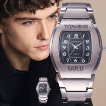 Men's large dial, wine barrel square titanium gold business leisure Quartz Wrist Watch, men's Watch 2024 - buy cheap