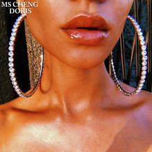 Shiny Rhinestone Big Hoop Earrings for Women Round Circle Full Rhinestone Big Circle Hoop Earrings Jewelry for Female 2024 - buy cheap