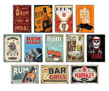 Rum Wine Plaque Vintage Metal Tin Signs Retro Whiskey Iron Painting Poster Wall Art Decor For Bar Club Man Cave Restaurant Plate 2024 - buy cheap