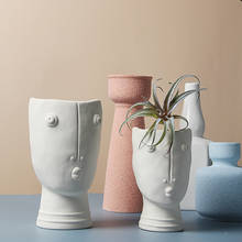 Nordic ceramic abstract human face flower pot diy creative portrait succulent potted flower arrangement vase home decoration 2024 - buy cheap