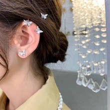 New Korean Cute Rhinestone Butterfly Earrings For Women Girls Lovely Gold Color Earring Style Simple Fashion Jewelry Gifts 2024 - buy cheap