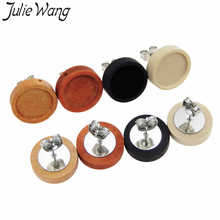 Li wang brincos cabochão de madeira, 4 pares, configurações de base, bandeja de moldura em branco, acessório de fabricação de joias, tamanho interno 12mm 2024 - compre barato