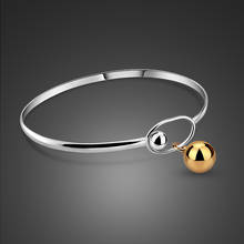 Pulsera de plata de ley 925 100% nueva para mujer, brazalete de bola de oro Simple con colgante bohemio, regalos de joyería para niña 2024 - compra barato