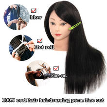 100% real hair mannequin head beauty salon training head curling hair dryer modeling dummy head mannequin head doll hairdressing 2024 - buy cheap
