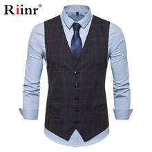 Men Suit Vest Business Casual Slim Fashion Men's Plaid Single Button Vest Fit Men's Spring and Autumn Men Business Vest Jacket 2024 - buy cheap