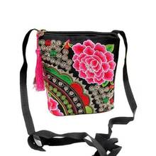Симпатичные богемные мини-сумки с вышивкой для путешественников! Популярная женская повседневная сумка через плечо с мульти-цветочным принтом, лидер продаж, холщовая переноска 2024 - купить недорого