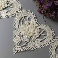 10pcs Cotton Heart Flower Lace Trim Embroidered Lace Ribbon Handmade Wedding Dress Sewing Supplies Craft Gray White Gold Pink 2024 - buy cheap