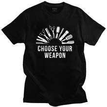 Hairdresser Choose Your Weapon T Shirt for Men Cotton Tshirt Urban Tee Short Sleeve Barber Hairstylist T-shirt Loose Fit Apparel 2024 - buy cheap