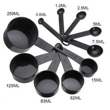 10pcs/set Measuring Spoons Kitchen Cook Black Plastic Teaspoon Scoop Measuring Spoons Cups Measuring Set Tools Kitchen Tools 2024 - buy cheap
