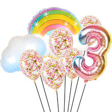 Globo de aluminio con diseño de nubes y arcoíris para niños, bonito globo de dibujos animados de 32 pulgadas, bola con número, para fiesta de cumpleaños 2024 - compra barato
