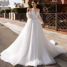 Eightree Long Puff Sleeve A-Line Wedding Dresses Sweetheart Lace Appliques Bridal Dress Backless Straps Vestidos de Novia 2024 - buy cheap