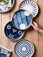 European Style Striped Ceramic Dinner Plate Household Cutlery Set Steak Salad Plate Cooking Dishes Kitchen Utensils Porcelain 2024 - buy cheap