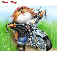 Cartoon Cat Riding A Motorcycle 5D DIY Diamond Painting Full Square /Round Rhinestone Embroidery Cross Stitch Mosaic Gift 2024 - buy cheap