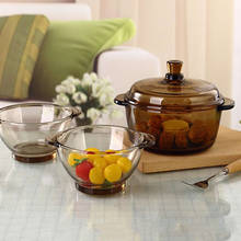 3 Pcs Glass Casserole Baking Dish Set with Lid Brown Glass Noodle Bowl Soup Bowls Ramen Bowls Kitchen Items Accessories 2024 - buy cheap