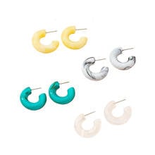 Pendientes semicírculo Multicolor con forma de C para mujer, aretes de resina para playa, novedad de 2021 2024 - compra barato