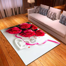 Valentine's Day Large Size Carpet Rose Flowers 3D Printing Carpets For Living Room Bedroom Area Rugs Soft Flannel Home Decor Rug 2024 - buy cheap