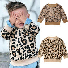 CANIS Autumn Toddler Baby Girls Boys Kids Long Sleeve Leopard Pullover Sweatshirt Tops Basic Classic Clothes 2024 - buy cheap