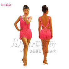 New Fashion Sexy Latin Dance Tassel One-piece Dress for Women Female Stage Dance Costume Ballroom Tango Cha Cha Rumba Dresses 2024 - buy cheap