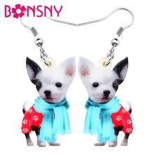 Bonsny Acrylic Scarf Chihuahua Dog Earring Animal Drop Dangle Jewelry For Girl Women Teen Kid Charm Gift Accessory Hot Sale Bulk 2024 - buy cheap