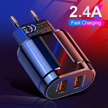 USB зарядное устройство с двумя портами EU 5V 2.4A дорожный настенный адаптер для мобильного телефона Micro Зарядка для iphone 11 samsung Note 10 huawei mate 30 2024 - купить недорого