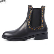 QZYERAI/Новые Стильные черные ботильоны женские ботинки из натуральной кожи женские ботинки осенне-зимняя женская обувь для отдыха размеры 34-40 2024 - купить недорого