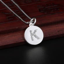 Colgante con inicial de circonia cúbica para parejas, Gargantilla apilable con 26 letras del alfabeto, cuentas de moneda, 10mm, color blanco 2024 - compra barato