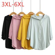 Camisa de algodão de linho feminina, camisa casual plus size 4xl 5xl 6xl primavera/outono 2021 2024 - compre barato