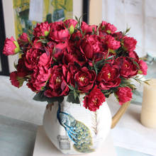 Festa De Casamento Bonito buquê Europeia 1 Mini Peônia Flor Artificial Flor de Seda Buquê de Noiva Para Casamento Casa Decoração 2024 - compre barato