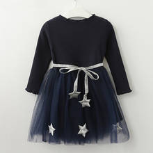 New autumn children's wear dress girl Fairy Stars Belt Tulle gauze dress Kids Baby Fashion Long sleeve princess dress DR19159 2024 - buy cheap
