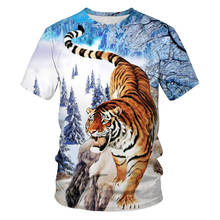Мужская футболка с коротким рукавом, с 3D-принтом «Мир животных II», с изображением тигра и горы, 2021 2024 - купить недорого