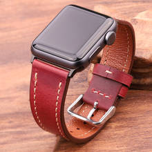 Correa de cuero genuino para Apple Watch, banda de 44mm, 42mm, 40mm y 38mm, serie SE 6, 5, 4, 3, 2, 1 2024 - compra barato
