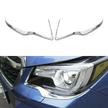 Cubierta de marco de cejas para faros delanteros de coche ABS cromado, tira decorativa embellecedora para Subaru forester 2013 2014 2015 2016 2017 2018 2024 - compra barato