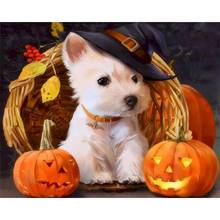 Painting By Numbers Frame Jack-o'- lantern dog Animals DIY Hand Painted Oil Painting Modern Wall Art Canvas For Home Decor 2024 - buy cheap