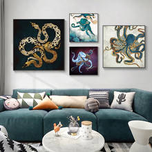 Pintura en lienzo de serpiente, pulpo, Medusa, calamar, animales, carteles e impresiones en lienzo, imágenes artísticas de pared para decoración de sala de estar 2024 - compra barato