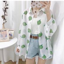 2021 Women New Summer Shirts Thin Chiffon Soft Blouses Basic All-match Fashion Female Chic Printed Sunscreen Loose Shirts L87 2024 - buy cheap