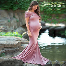 Vestido de maternidad sin hombros para Sesión de fotos, maxivestido Sexy para mujeres embarazadas, accesorios de fotografía para Baby Shower, 2021 2024 - compra barato
