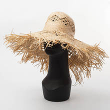 Шляпа от солнца из рафии Женская, плетеная Соломенная Панама ручной работы с ажурным узором и широкими полями, для пляжа, лето 2021 2024 - купить недорого