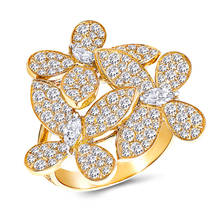 Роскошное женское кольцо с белым кристаллом и камнем, обручальные кольца цвета розового золота и серебра для женщин, милые свадебные кольца с цветком невесты и цирконом 2024 - купить недорого