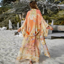 Kimono de playa con estampado de sirena, ropa de baño de gran tamaño, cárdigan Sexy de manga larga, con bolsillos delgados bohemios para vacaciones 2024 - compra barato