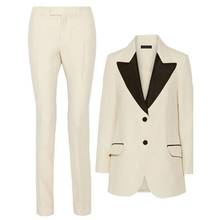 Conjunto de calça e blazer feminino, roupa de escritório social de alta qualidade com calça 2024 - compre barato